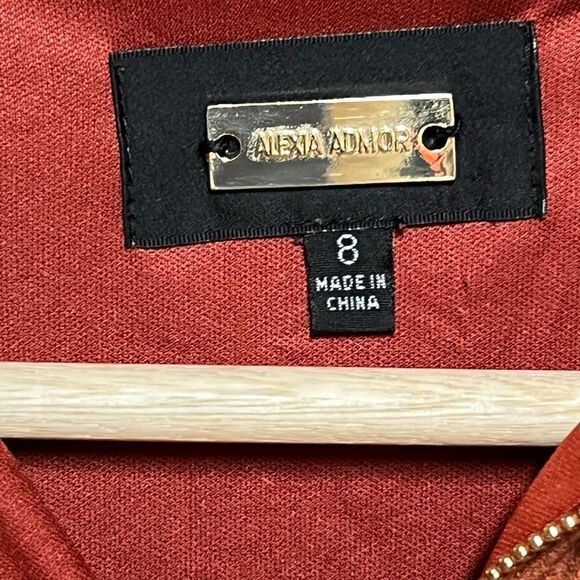 Revolve Alexia Admor Hailey Micro Suede MIDI Dress Copper Sz 8 - Picture 10 of 10